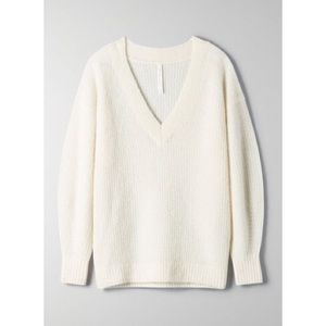 White V-Neck Klein Sweater